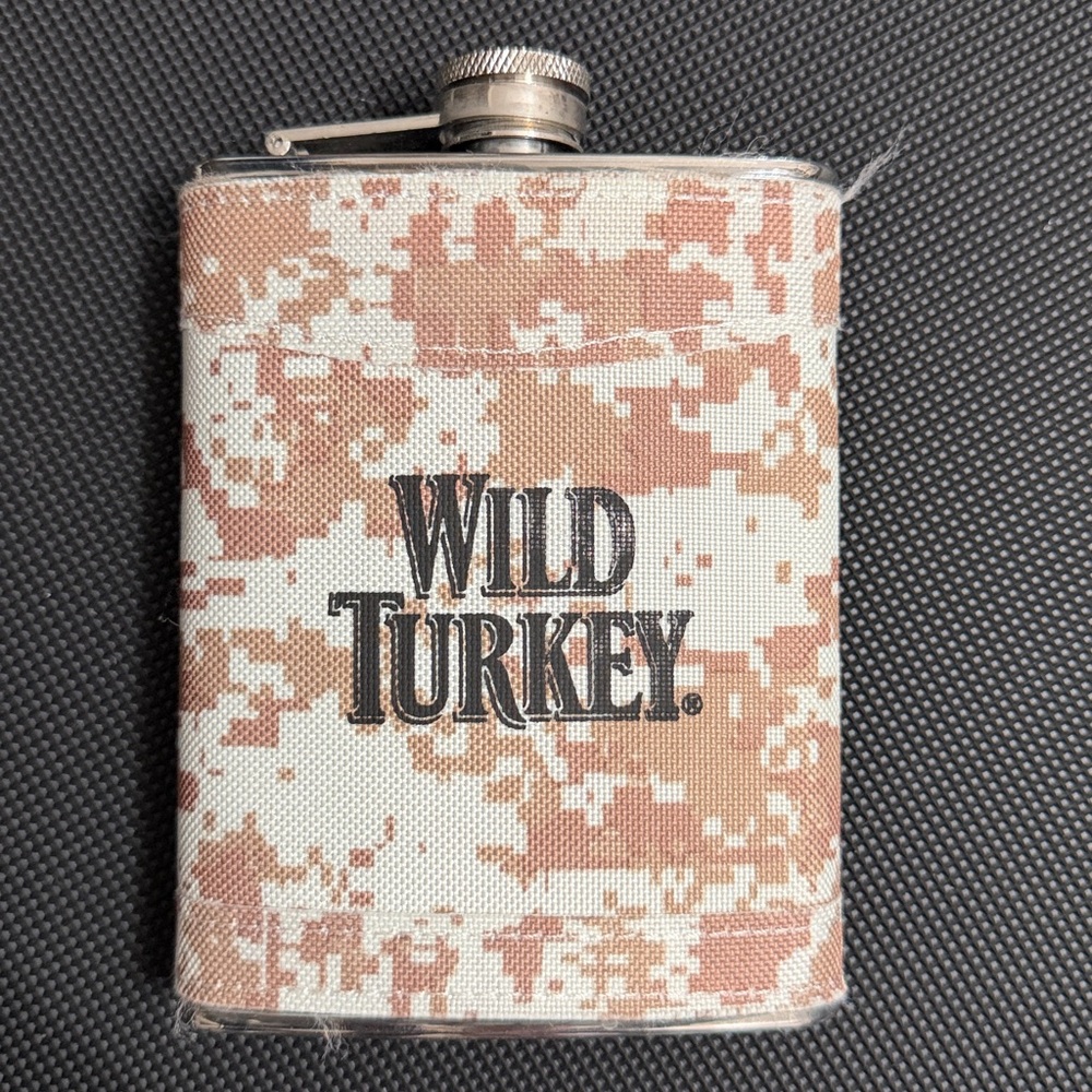 Wild Turkey Camouflage Bourbon 8 oz stainless steel hip flask